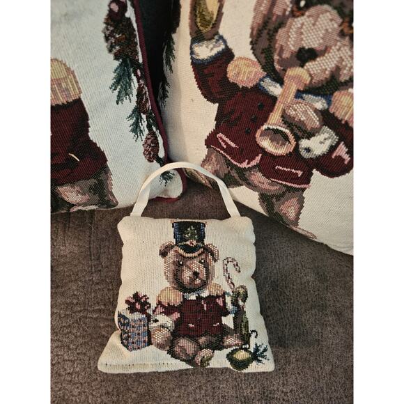 Marching Bear Holiday Pillows Set Of Three Dakotah Tapestry One Door Hanger - Picture 5 of 9